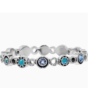 Brighton Halo Burst Hinged Bangle Silver Plated With Blue Crystal Stones